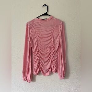 Grace Karin Pink Ruched Mock Neck Long Sleeve